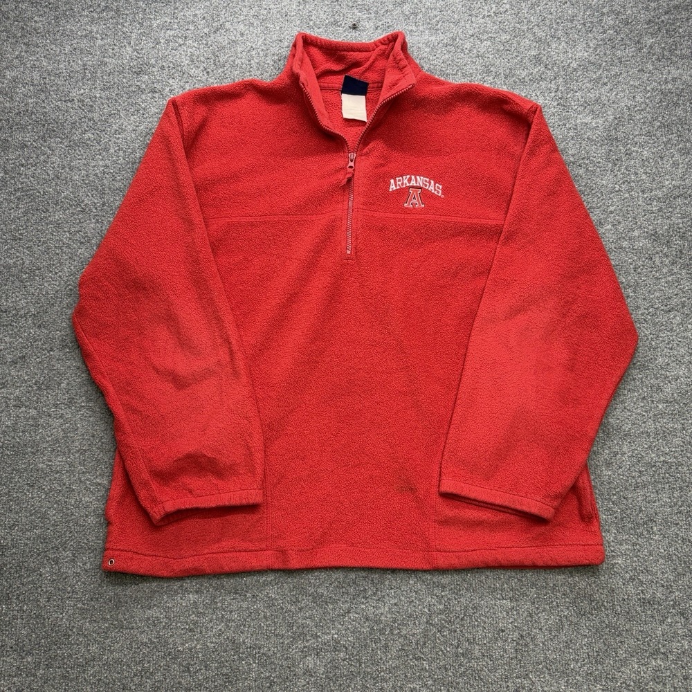 AS Sports Arkansas Razorback Vintage 1/4 Zip Size Mens XL Red/White‎